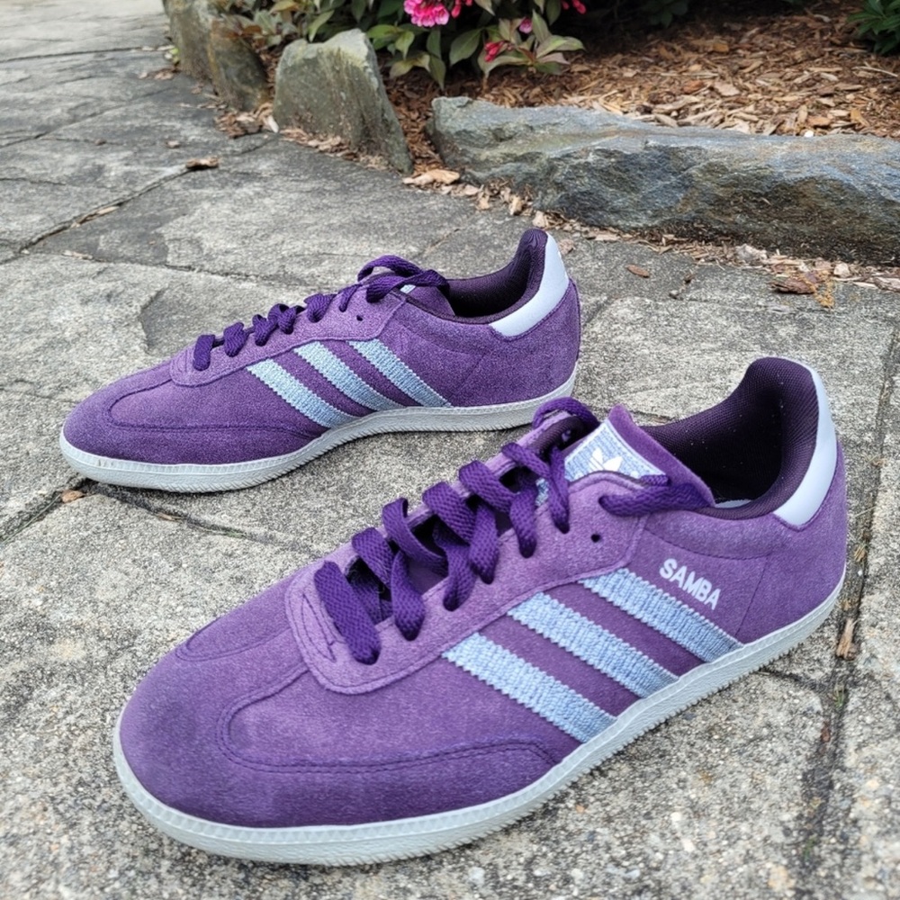 Adidas Samba Violet with Light Blue Stripes